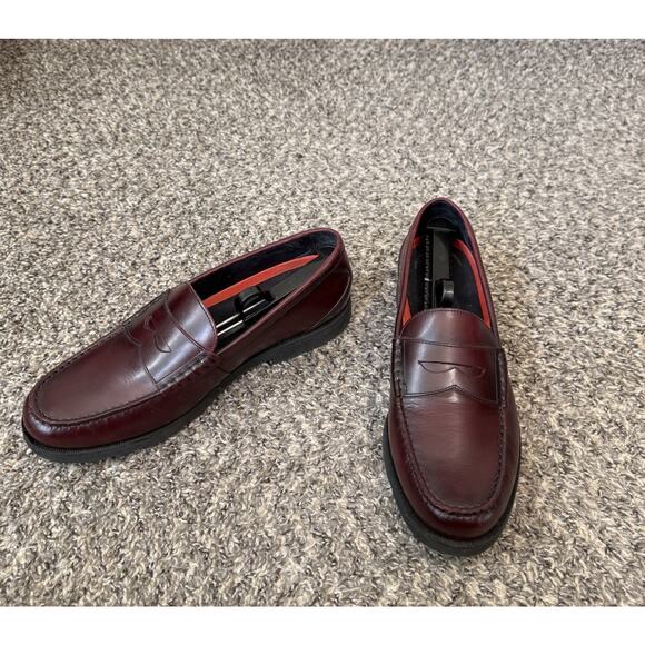 Rockport Men's Penny Loafers Shoe Burgundy Leather Size US 12 M Classic - Picture 1 of 7